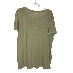 Eileen Fisher Womens 1X Tan Scoop Neck Top Tee Relaxed Minimalist Casual Chic